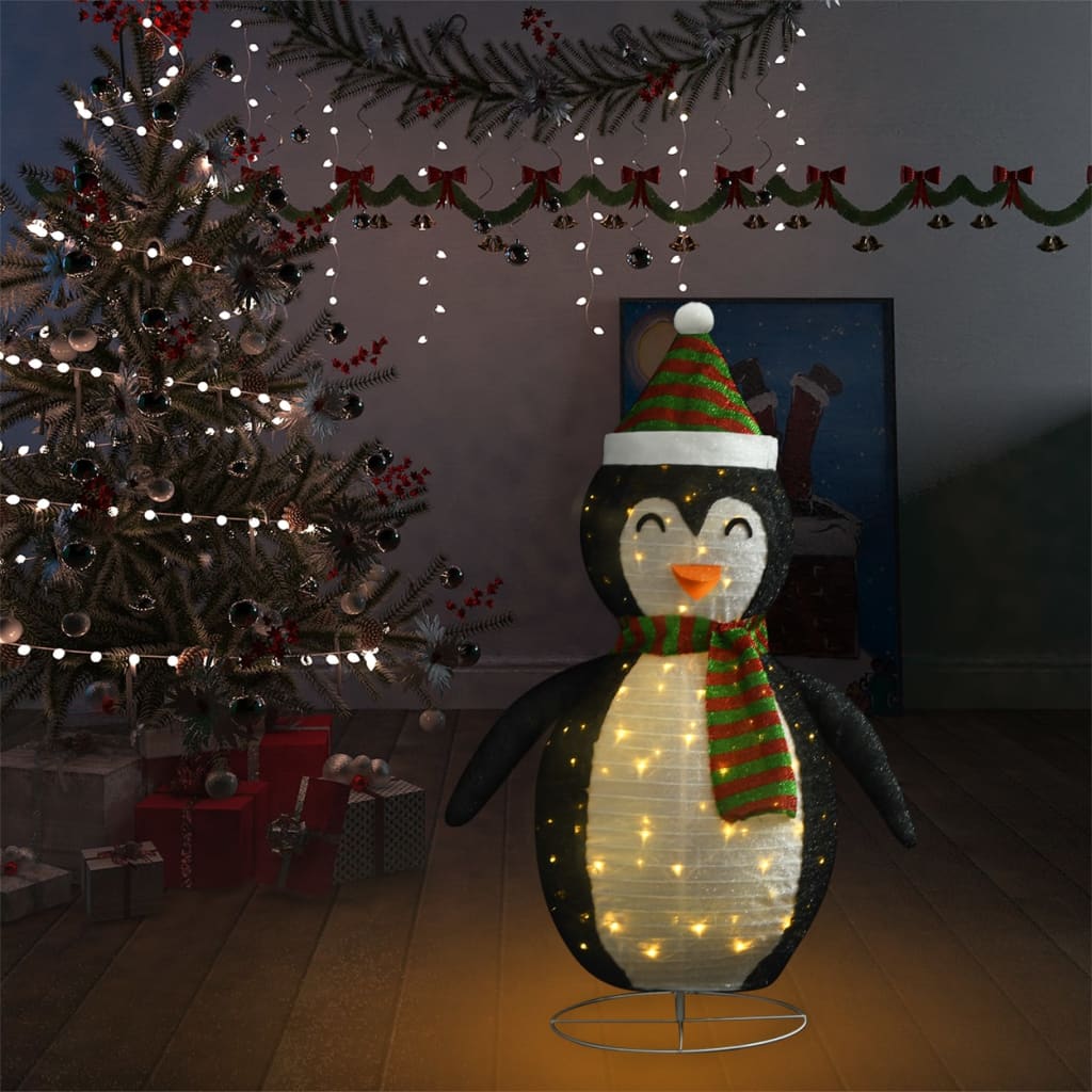 vidaXL dekoratív luxus szövet karácsonyi LED-es pingvinfigura 120 cm