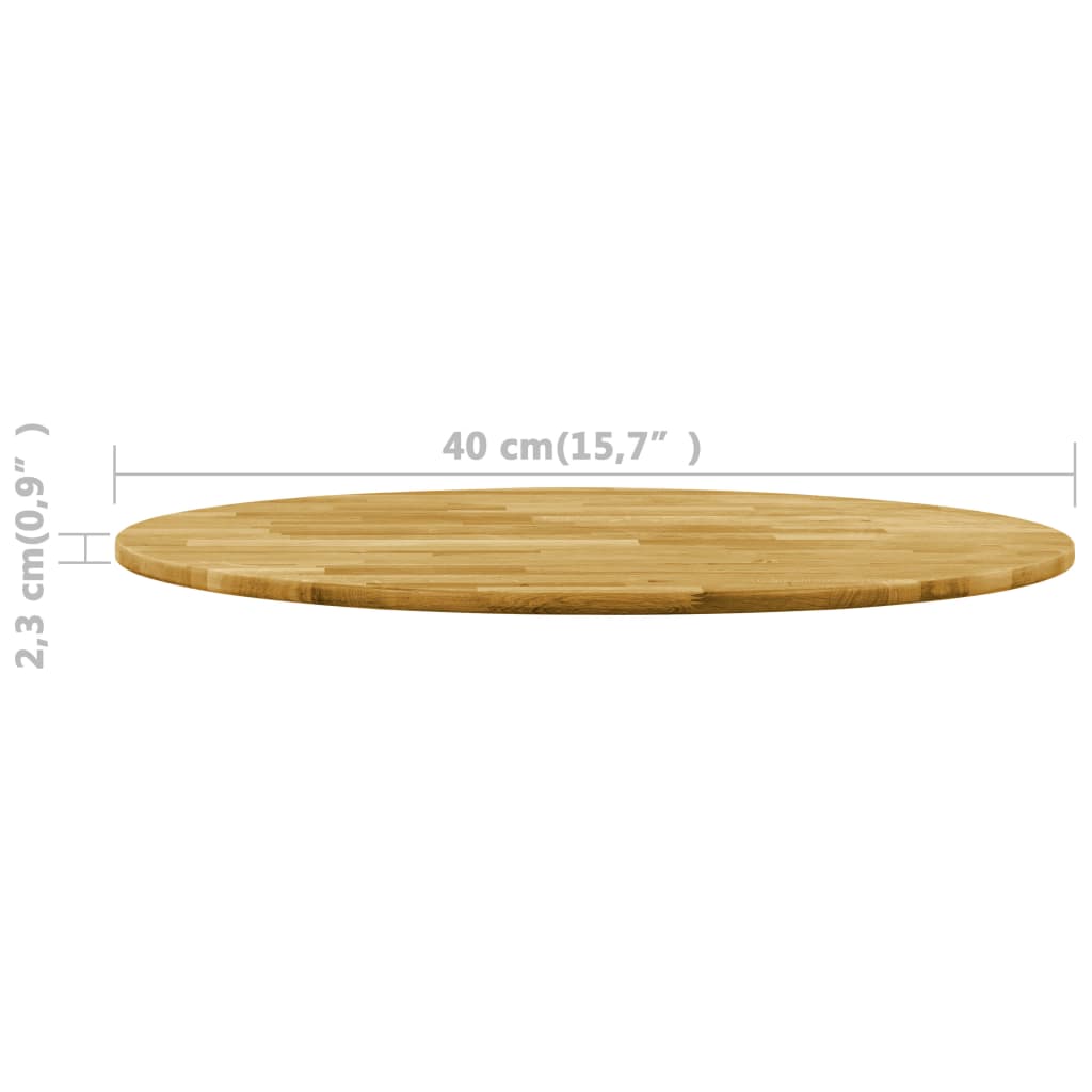 vidaXL kerek tömör tölgyfa asztallap 23 mm 400 mm