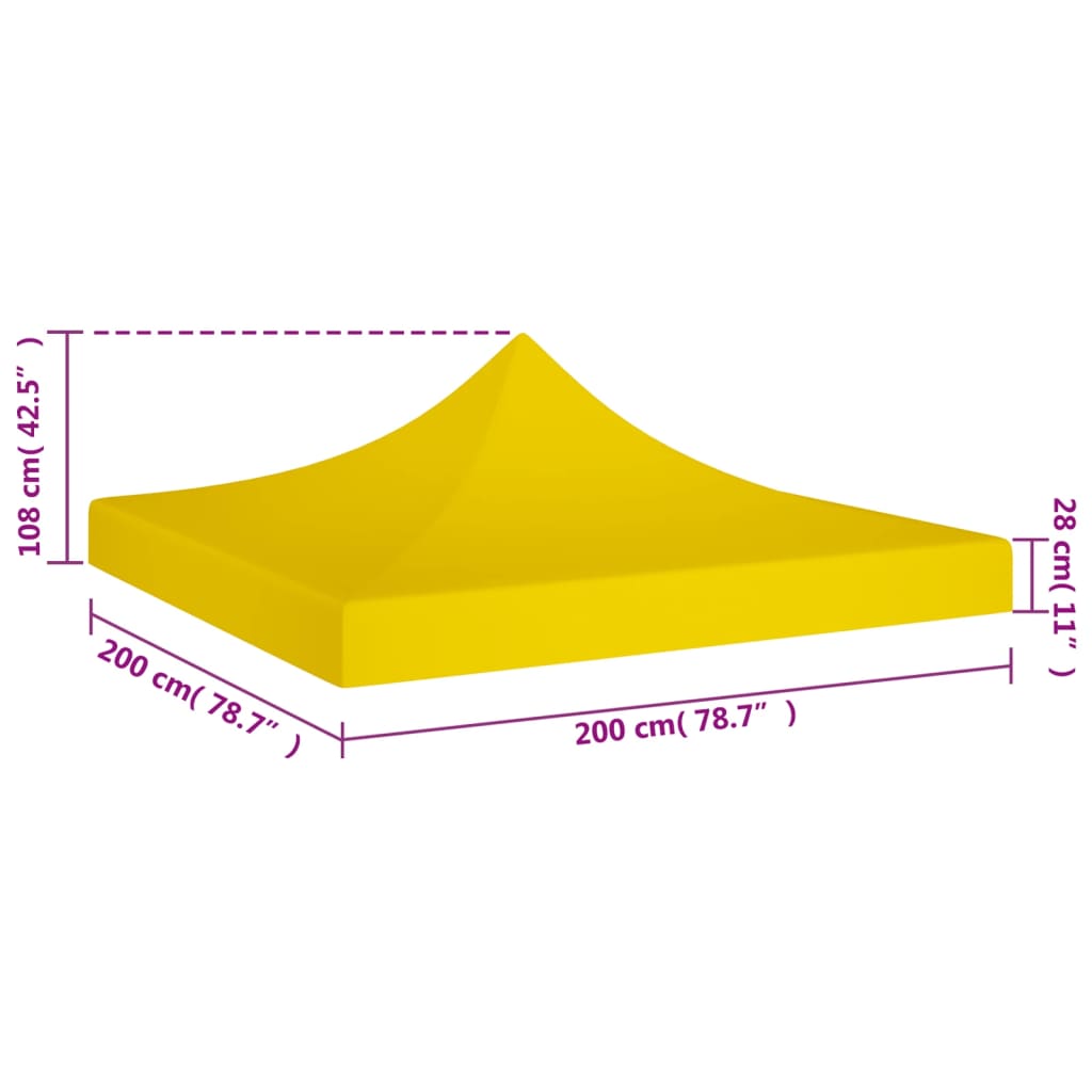 vidaXL sárga tető partisátorhoz 2 x 2 m 270 g/m²