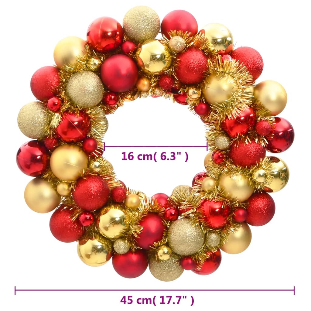 vidaXL piros és arany polisztirol karácsonyi koszorú 45 cm