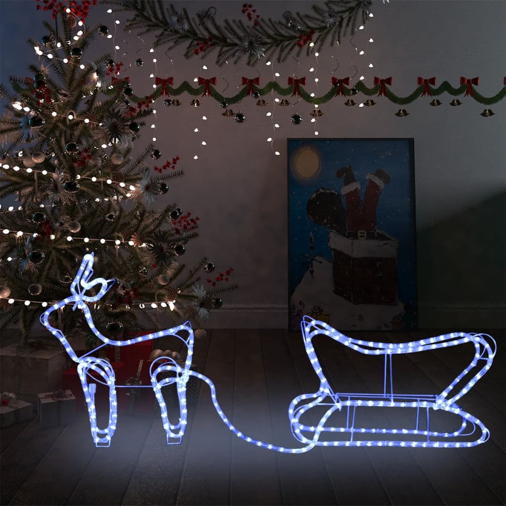 vidaXL rénszarvas és szán kültéri karácsonyi dekoráció 252 LED-del