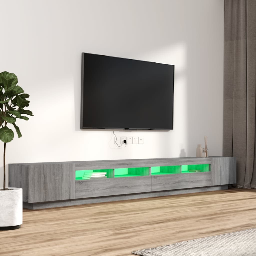 vidaXL 3 részes szürke sonoma színű fa TV-szekrény szett LED-lámpákkal