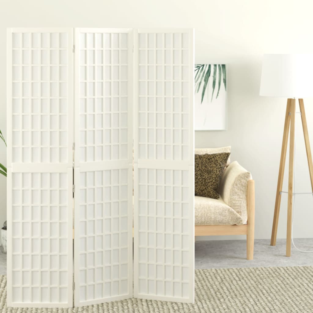 vidaXL 3-paneles fehér japán stílusú összecsukható paraván 120x170 cm