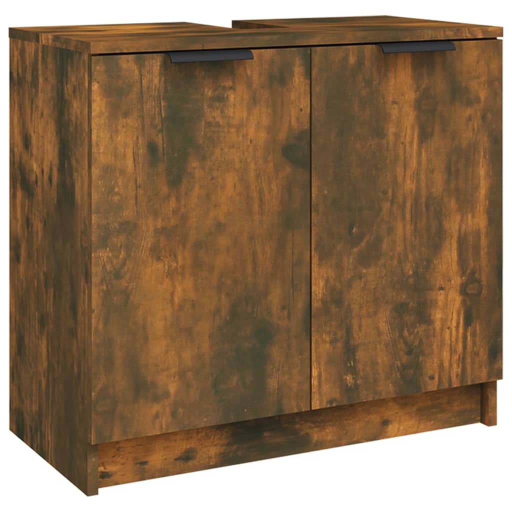 vidaXL füstös tölgyszínű szerelt fa fürdőszobaszekrény 64,5x33,5x59 cm