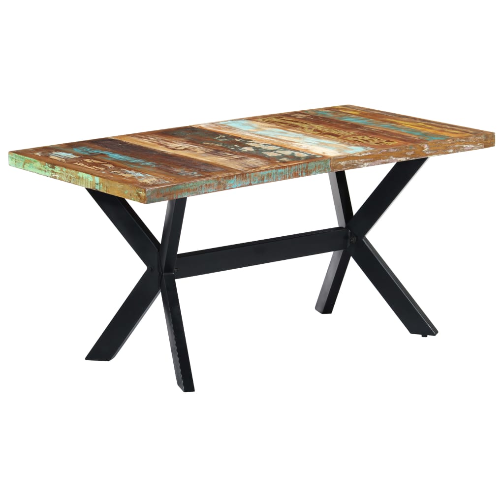 vidaXL tömör újrahasznosított fa étkezőasztal 160 x 80 x 75 cm