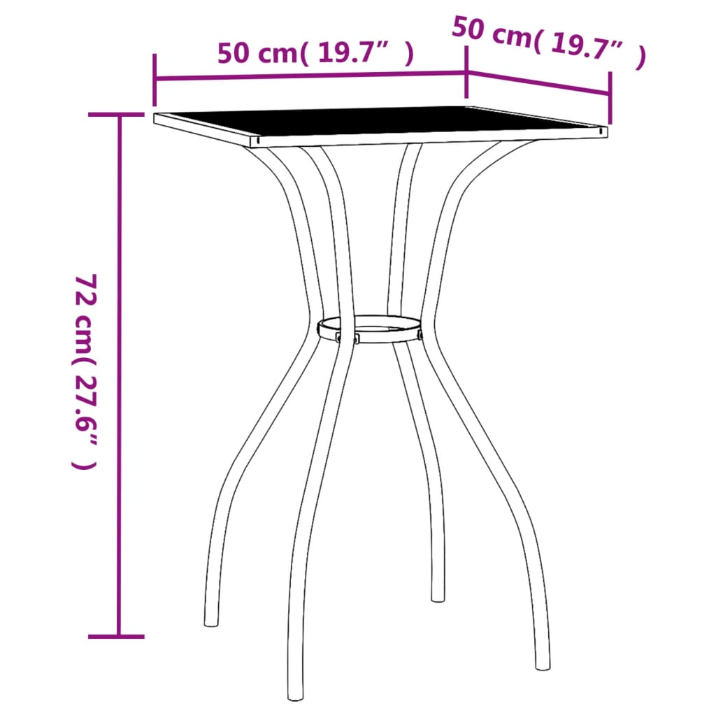 vidaXL antracitszürke acélhálós kerti asztal 50 x 50 x 72 cm