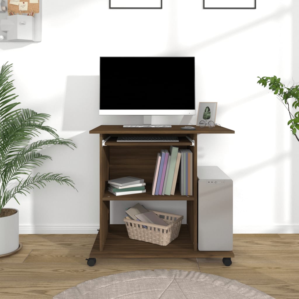 vidaXL barna tölgyszínű szerelt fa számítógépasztal 80 x 50 x 75 cm