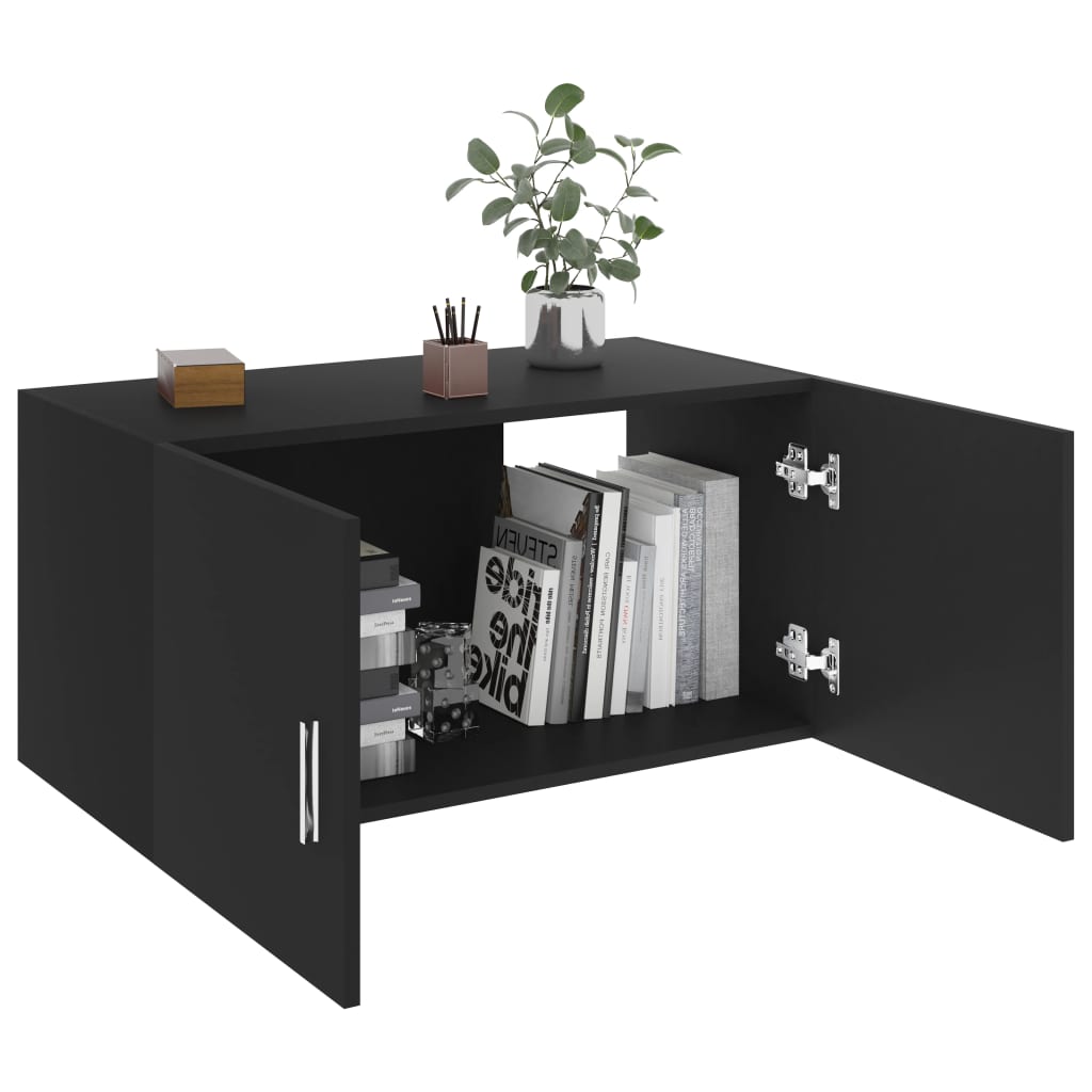 vidaXL fekete falra szerelhető forgácslap szekrény 80 x 39 x 40 cm
