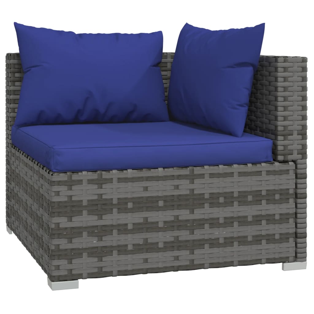 vidaXL 3 személyes szürke polyrattan kanapé párnákkal