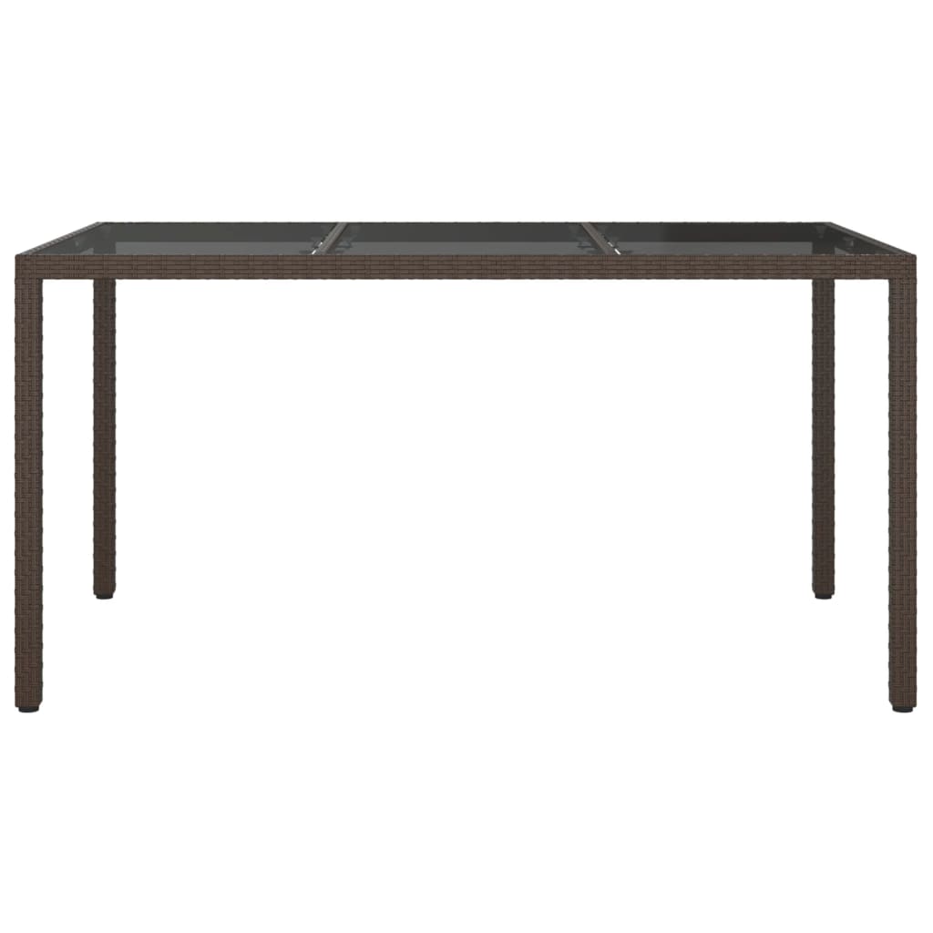 vidaXL barna polyrattan és edzett üveg kerti asztal 150 x 90 x 75 cm