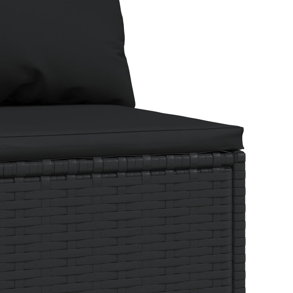 vidaXL 2 db fekete polyrattan kerti középső kanapé párnákkal
