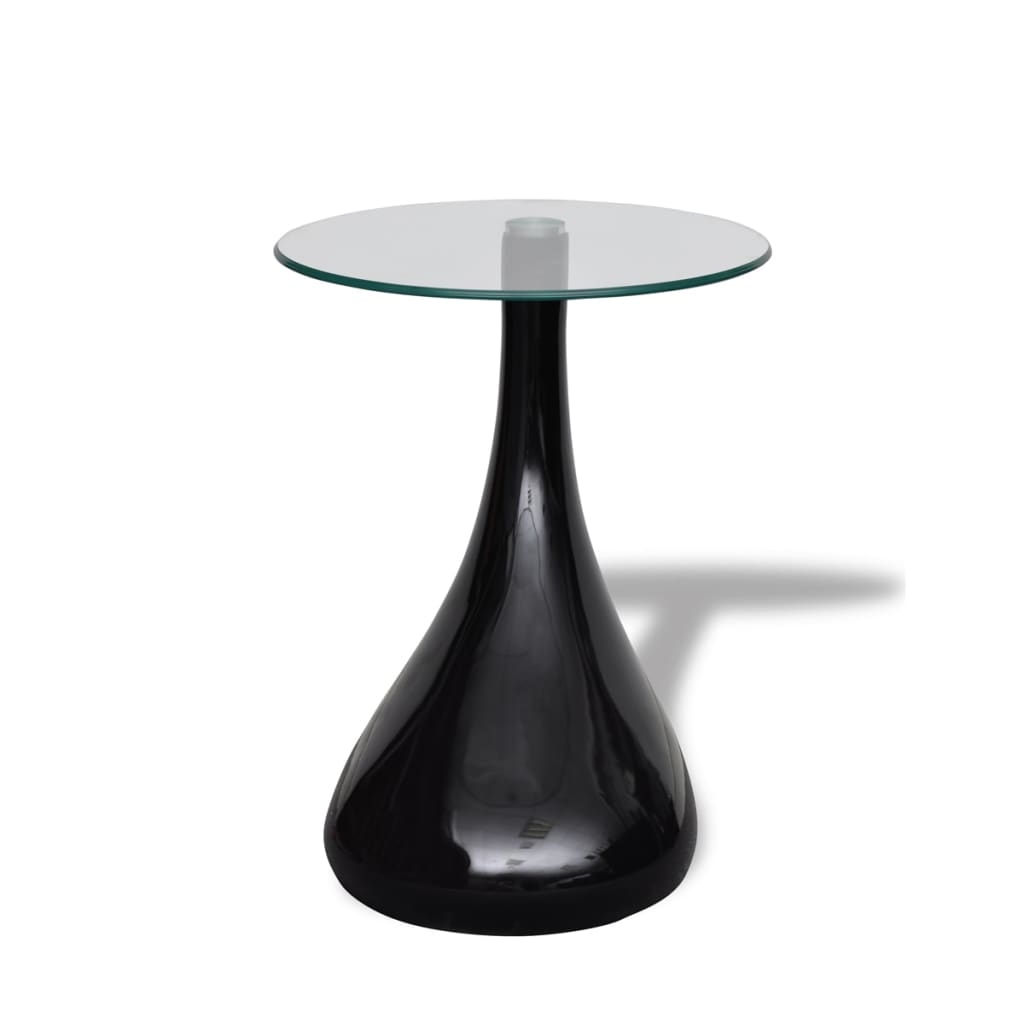 vidaXL 2 db magasfényű fekete dohányzóasztal kerek üveglappal