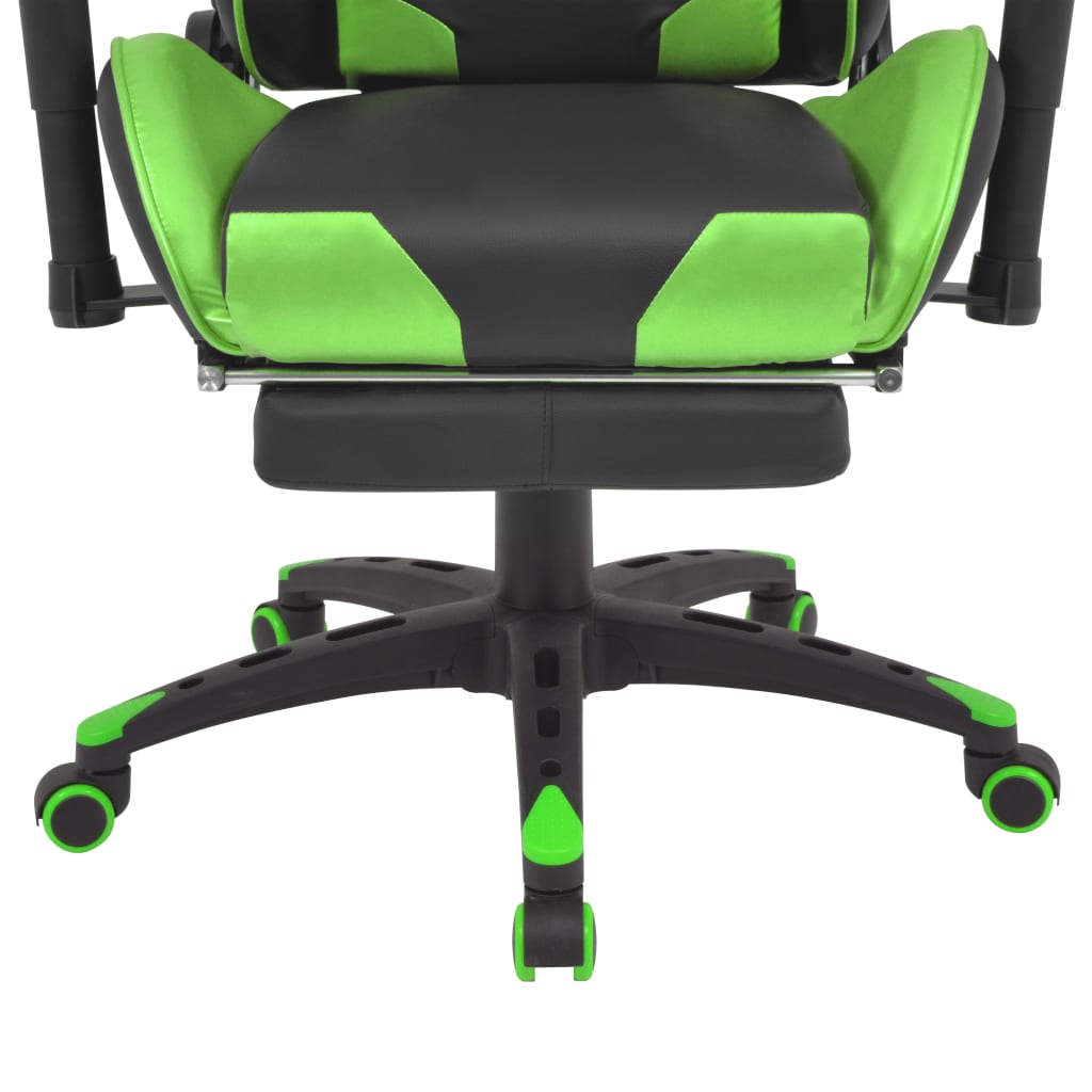 vidaXL zöld dönthető versenyülés kialakítású irodai szék lábtartóval
