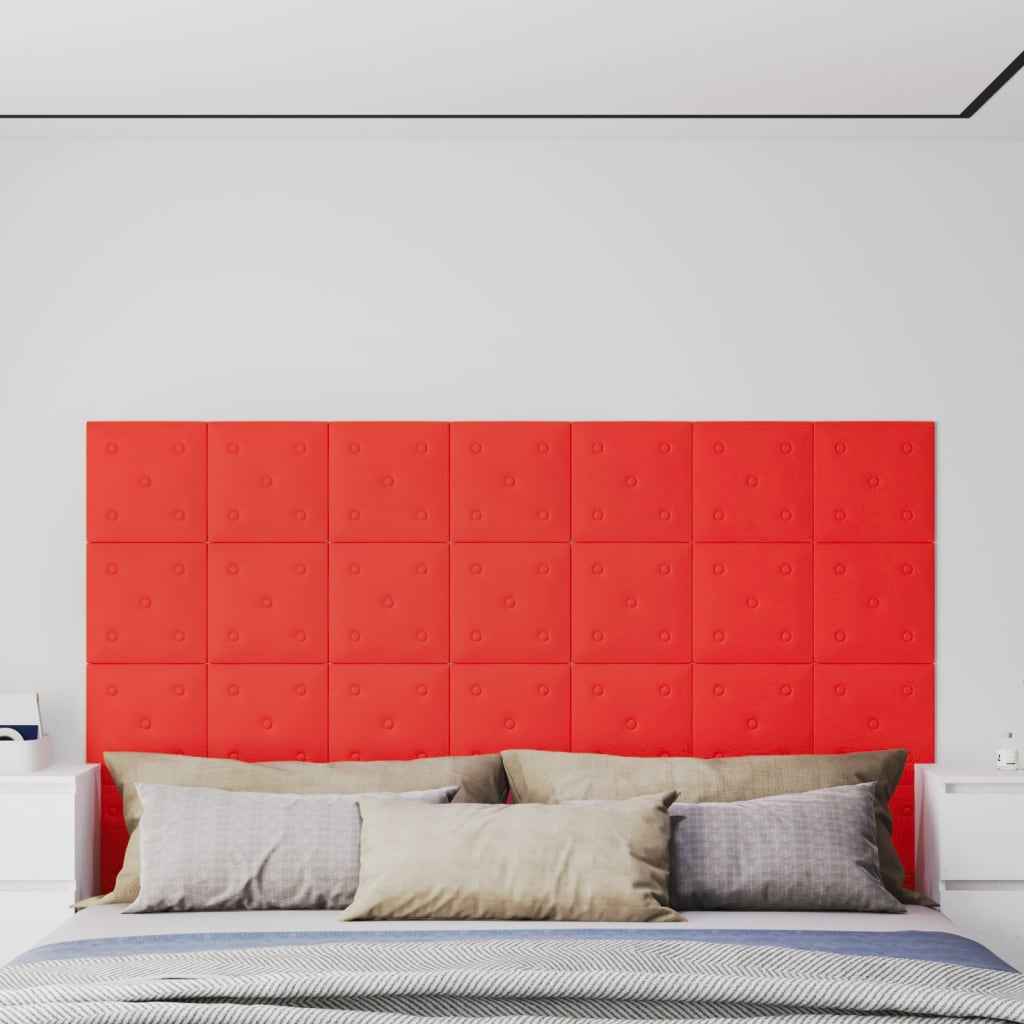 vidaXL 12 db piros műbőr fali panel 30 x 30 cm 1,08 m²