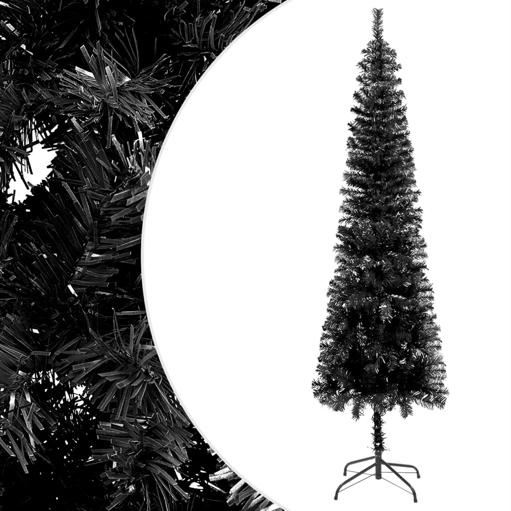 vidaXL fekete megvilágított vékony karácsonyfa 210 cm