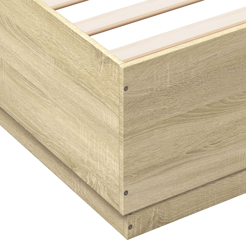 vidaXL sonoma tölgyszínű szerelt fa ágykeret 150 x 200 cm