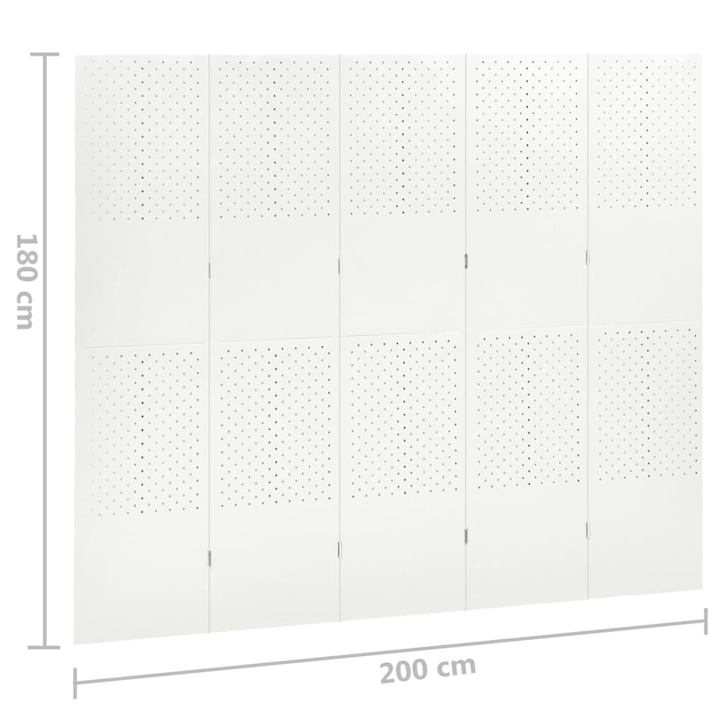 vidaXL 2 db fehér acél 5-paneles térelválasztó 200 x 180 cm