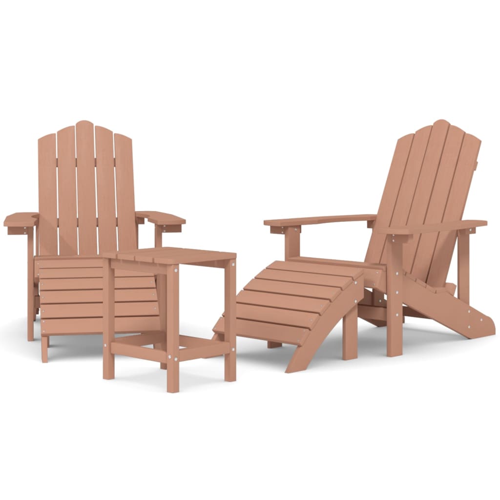 vidaXL barna HDPE kerti adirondack székek lábtartóval és asztallal