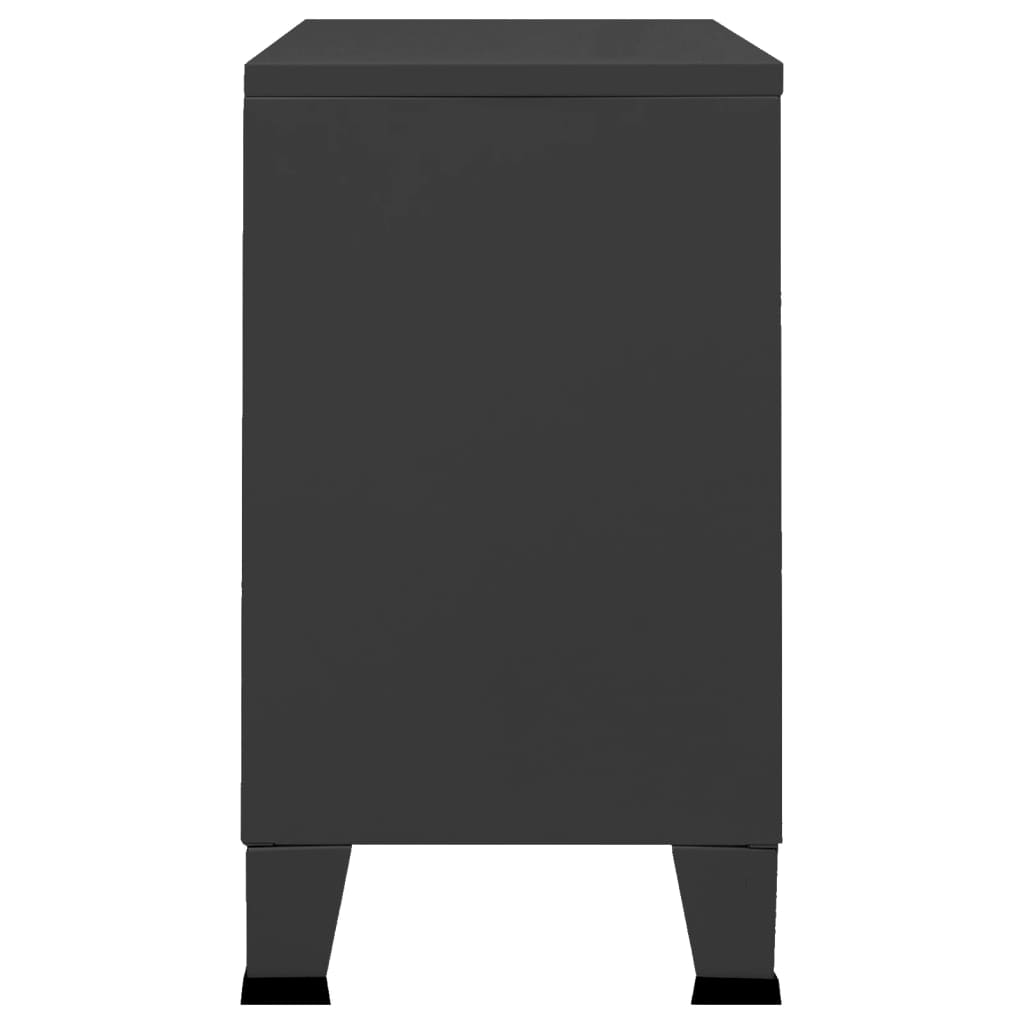 vidaXL fekete fém és üveg tálalószekrény 105 x 35 x 62 cm