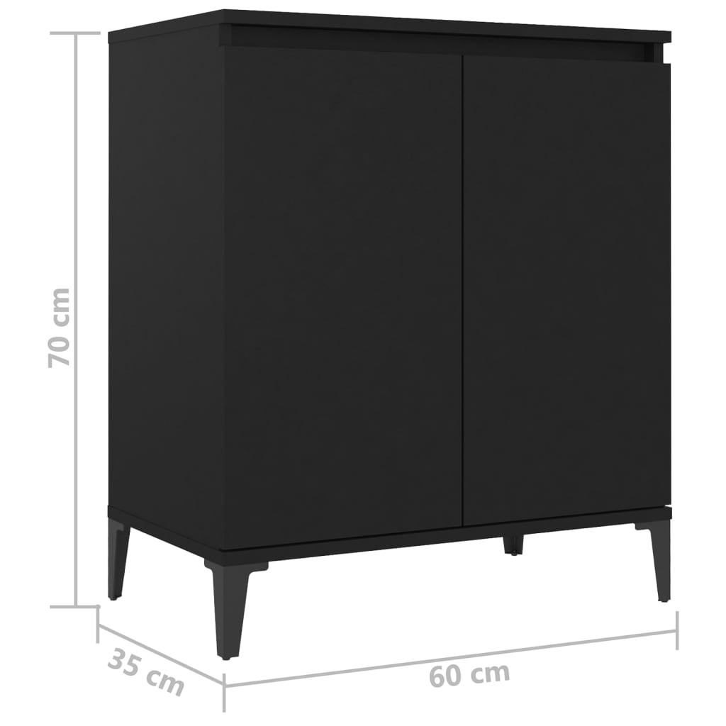 vidaXL fekete forgácslap tálalószekrény 60 x 35 x 70 cm