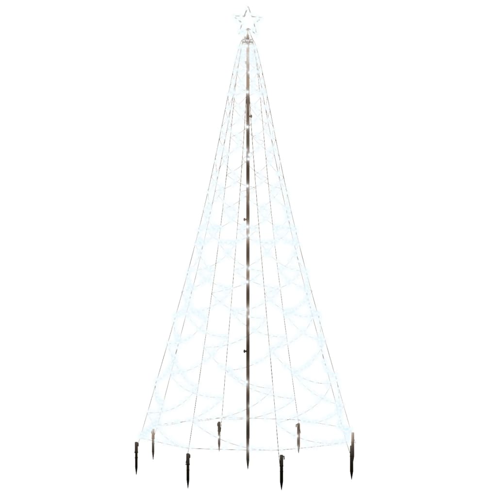 vidaXL hideg fehér 500 LED-es karácsonyfa fémoszloppal 3 m