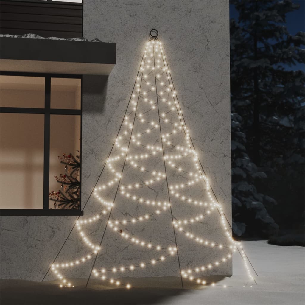 vidaXL meleg fehér beltéri kültéri 260 LED-es fali fa fém kampóval 3 m