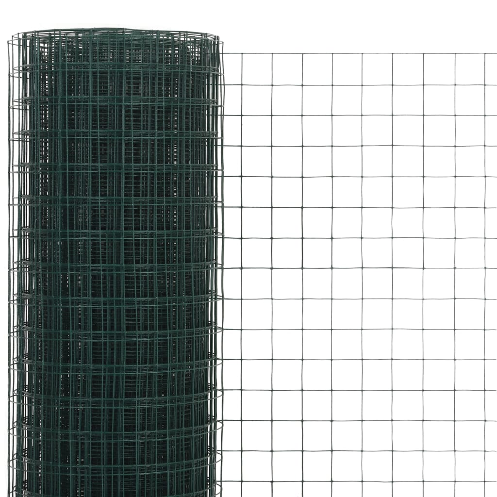 vidaXL zöld PVC-bevonatú acél csirkeháló drótkerítés 10 x 1,5 m