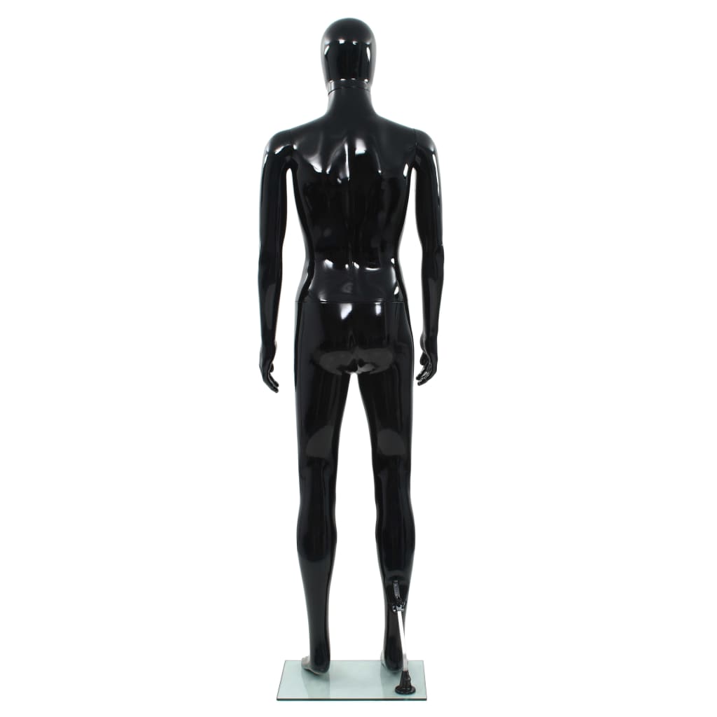 vidaXL fényes fekete, egész alakos férfi próbababa üvegtalppal 185 cm