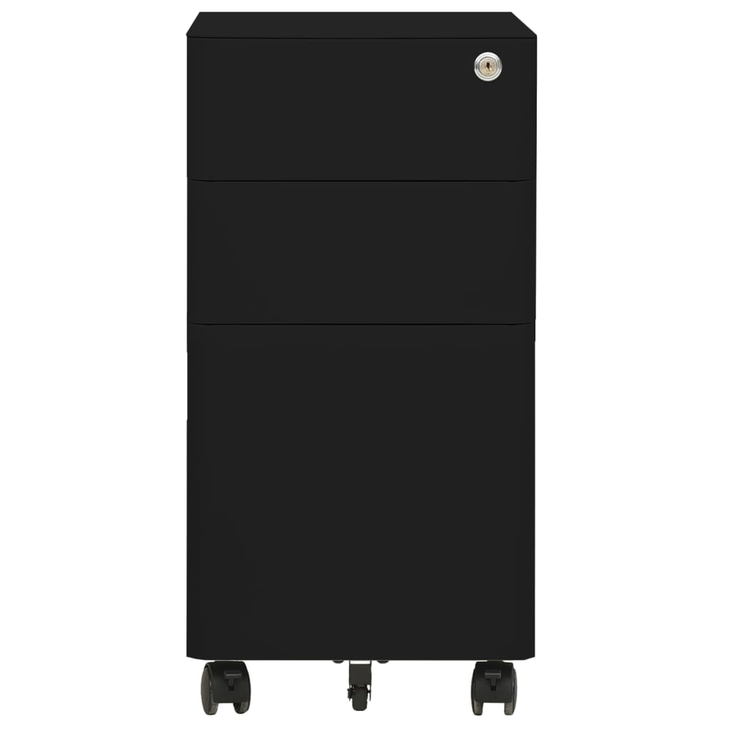 vidaXL fekete acél mobil iratszekrény 30 x 45 x 59 cm