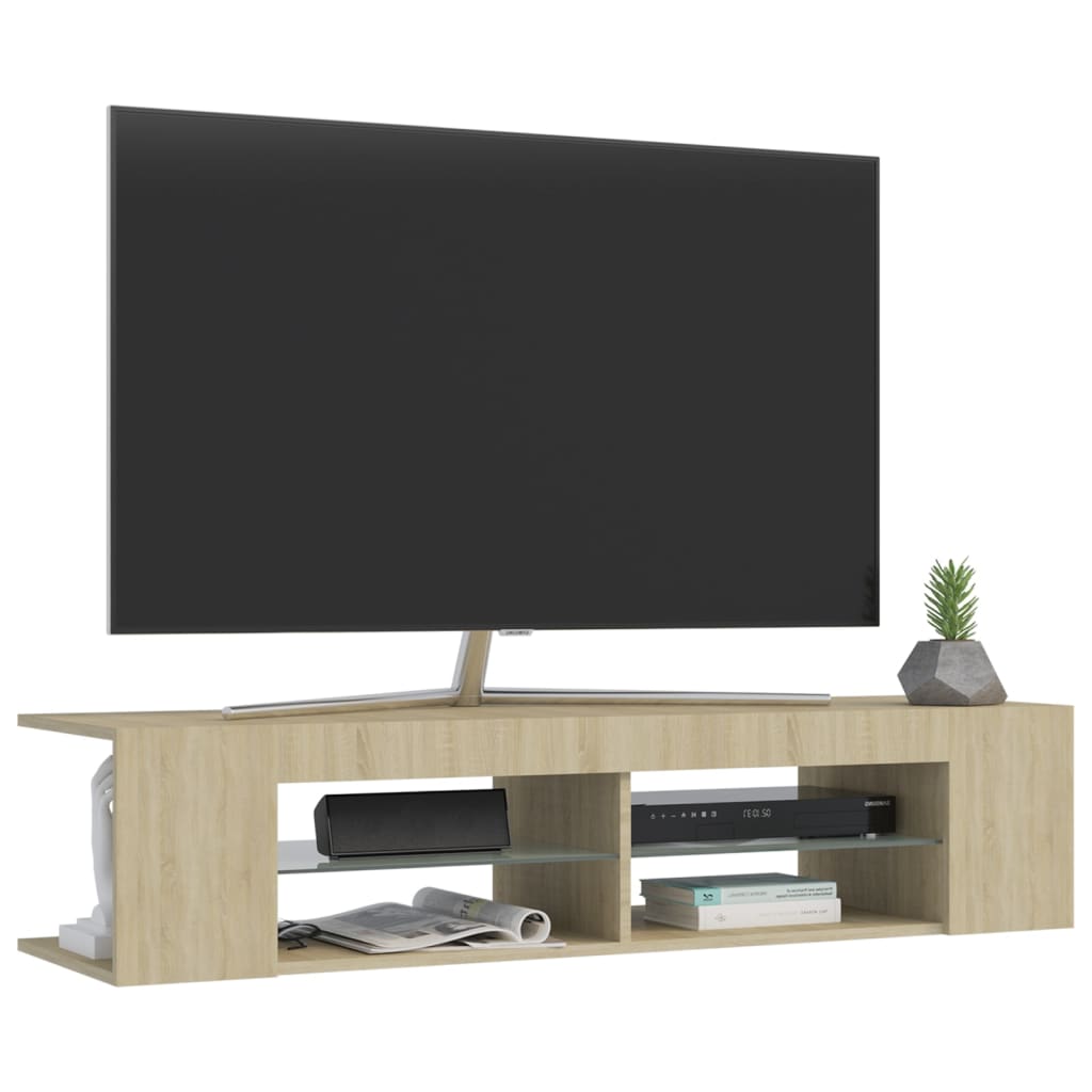 vidaXL sonoma-tölgy színű TV-szekrény LED-lámpákkal 135 x 39 x 30 cm