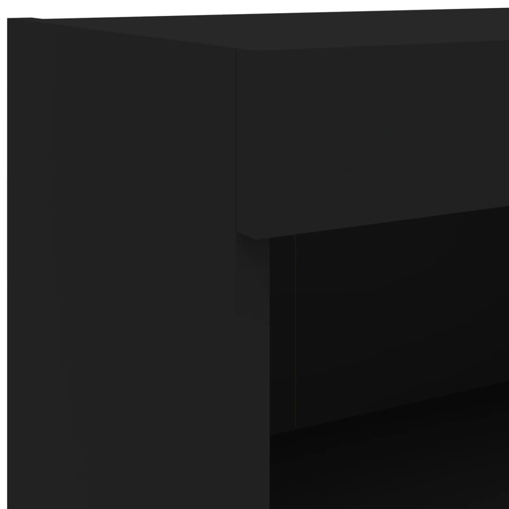 vidaXL 8 darabos fekete falra szerelhető TV-szekrényszett LED-ekkel