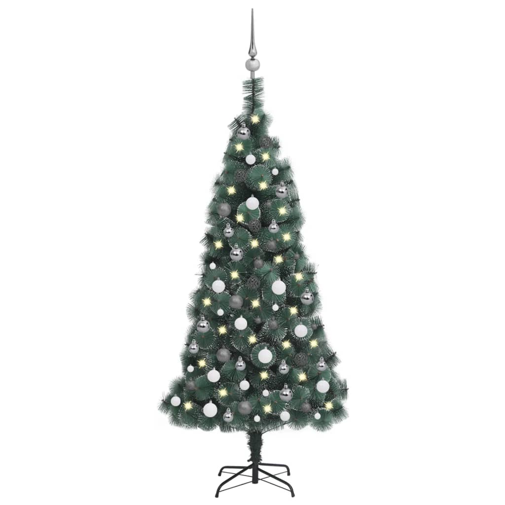 vidaXL zöld PVC és PE műkarácsonyfa LED-del és gömbszettel 150 cm
