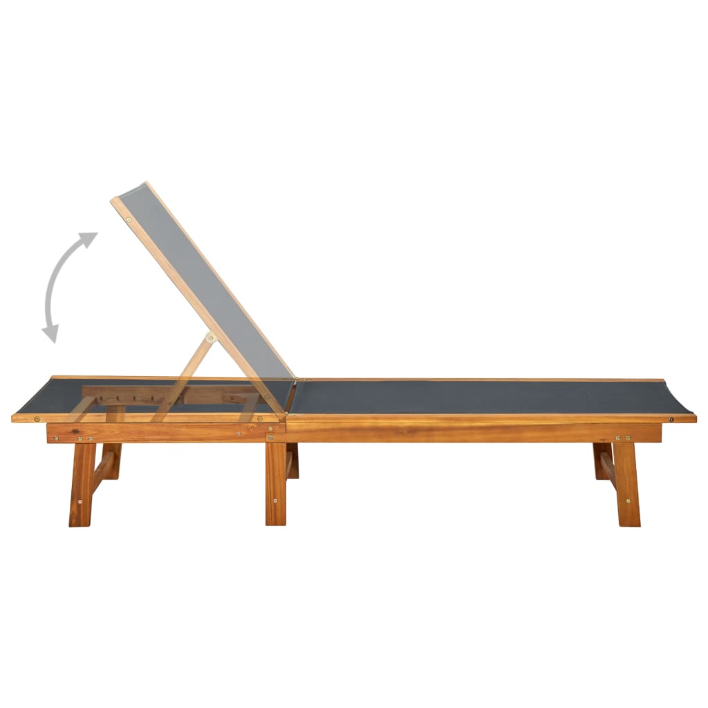 vidaXL tömör akácfa és textilén napozóágy asztallal