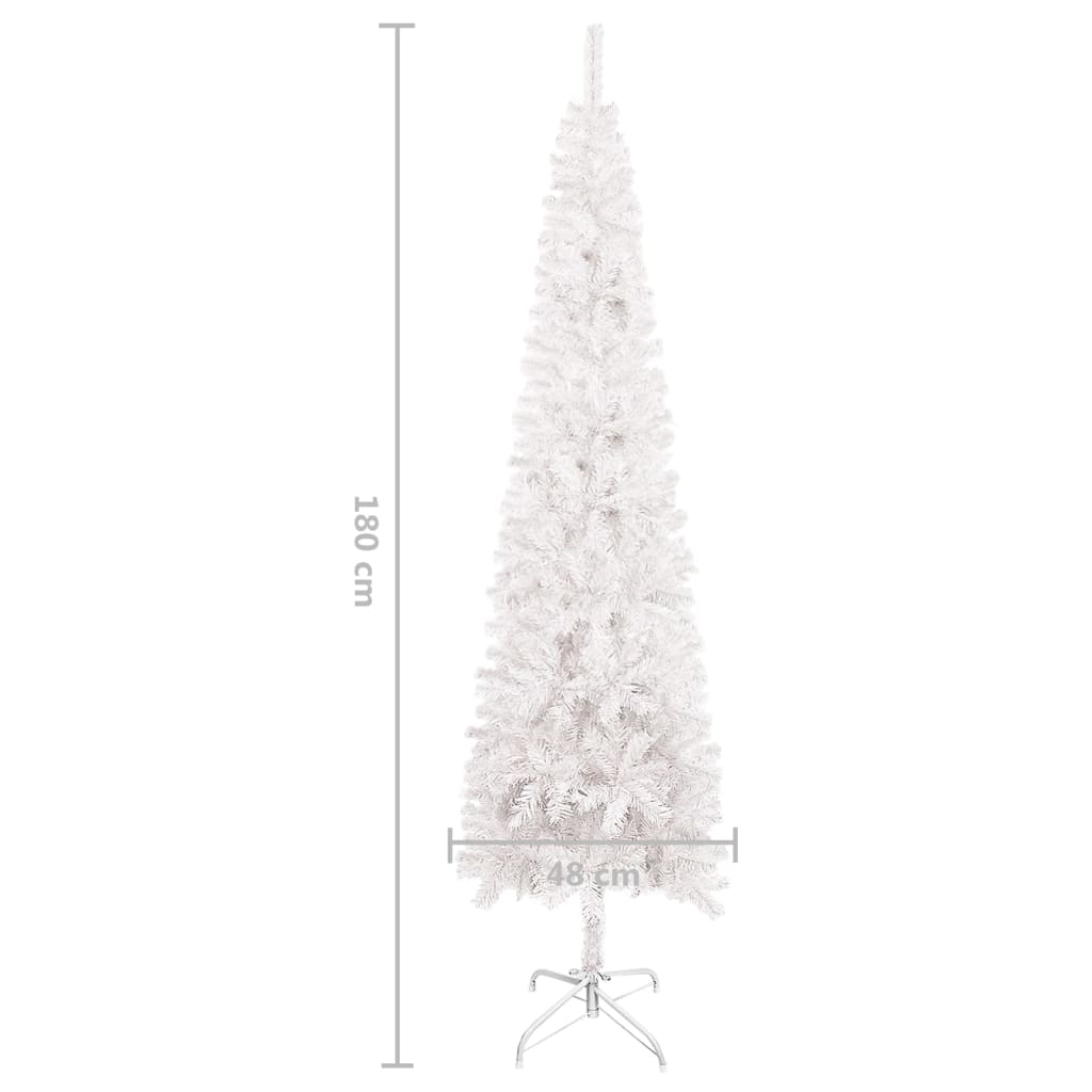 vidaXL fehér megvilágított vékony karácsonyfa gömb szettel 180 cm