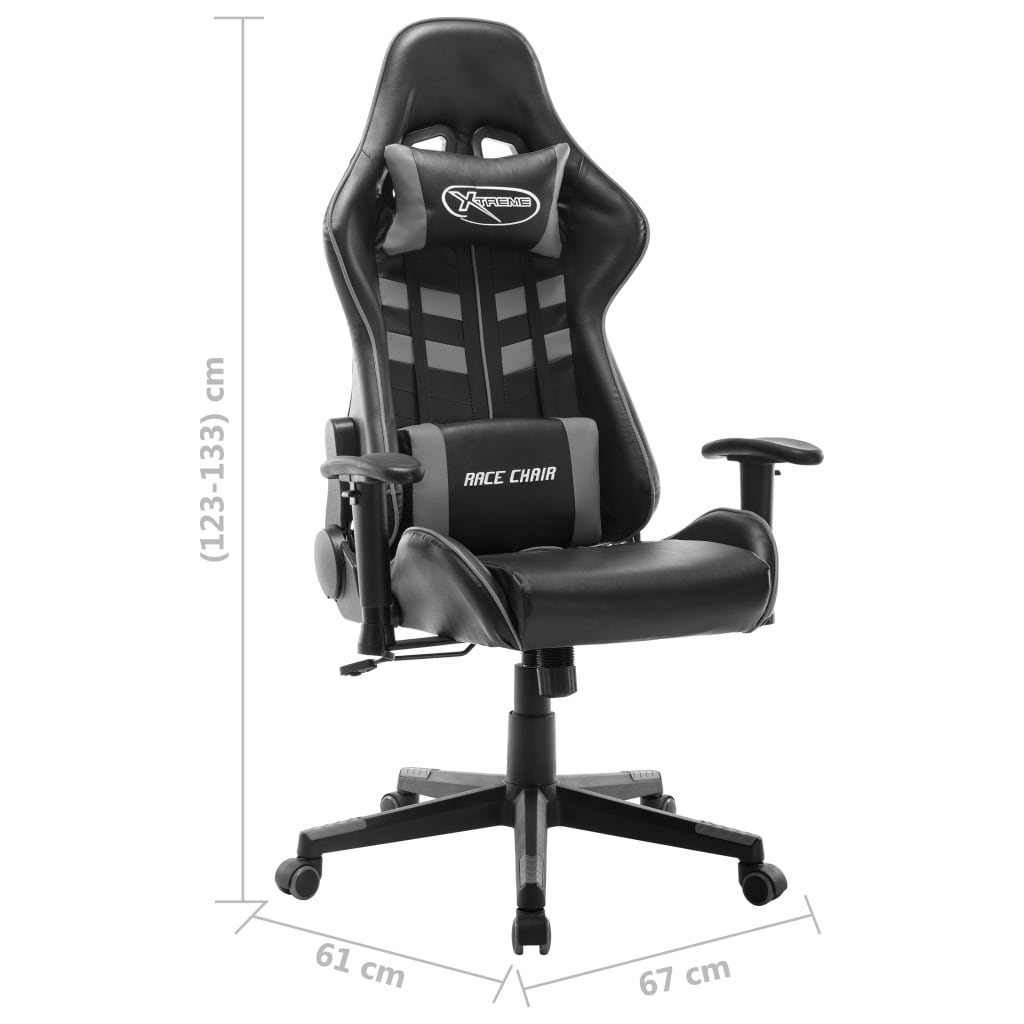 vidaXL fekete és szürke műbőr gamer szék