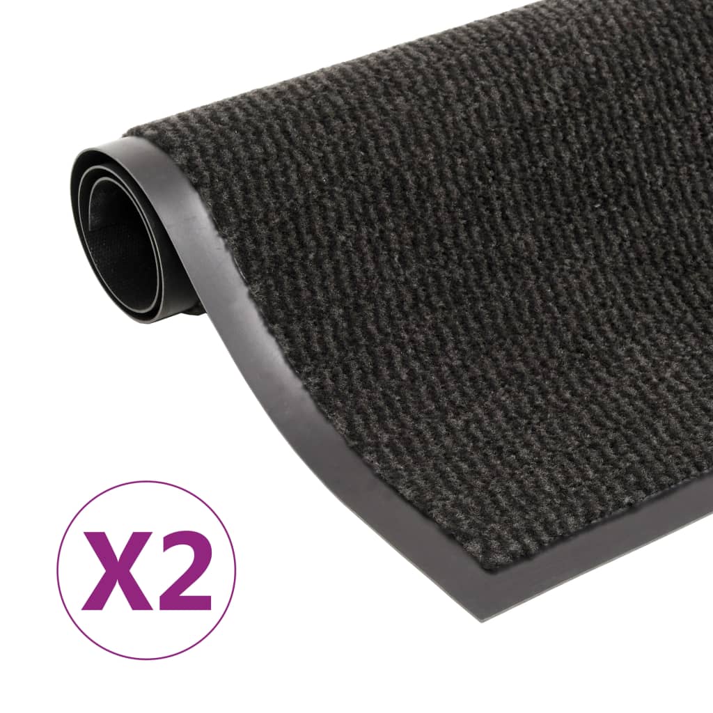 vidaXL 2 db fekete négyszögletes bolyhos szennyfogó szőnyeg 80x120 cm