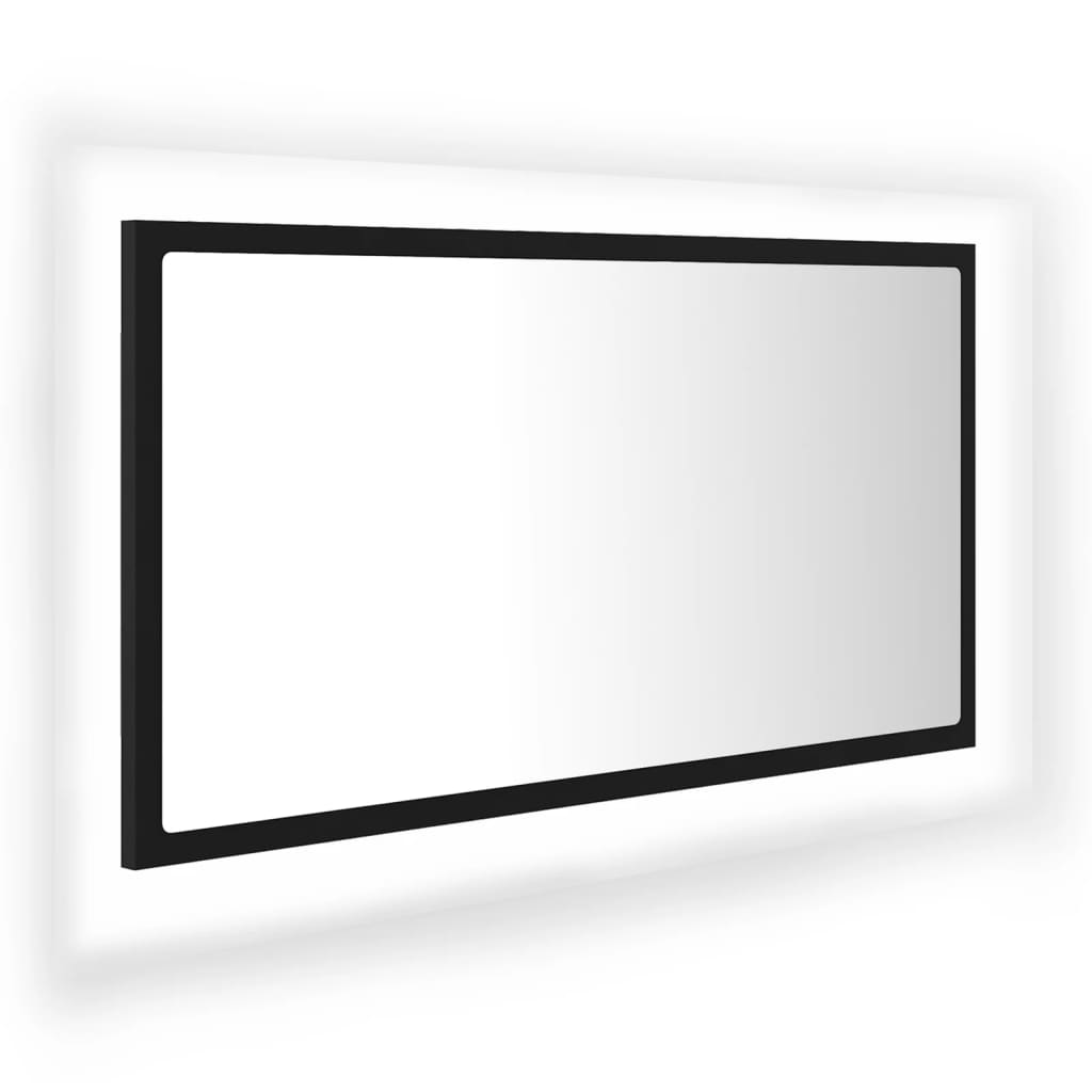vidaXL fekete akril LED-es fürdőszobai tükör 80x8,5x37 cm