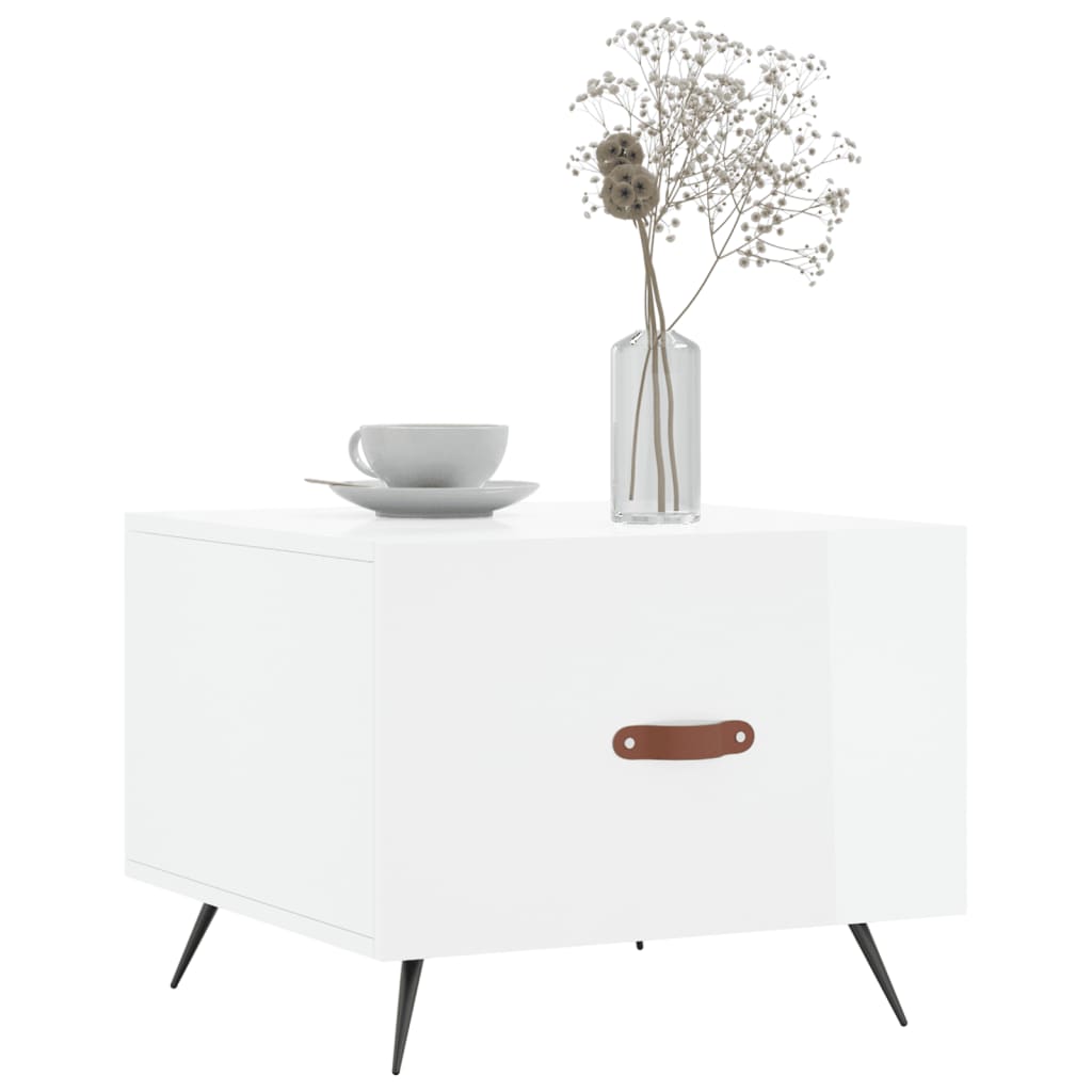 vidaXL magasfényű fehér szerelt fa dohányzóasztal 50 x 50 x 40 cm