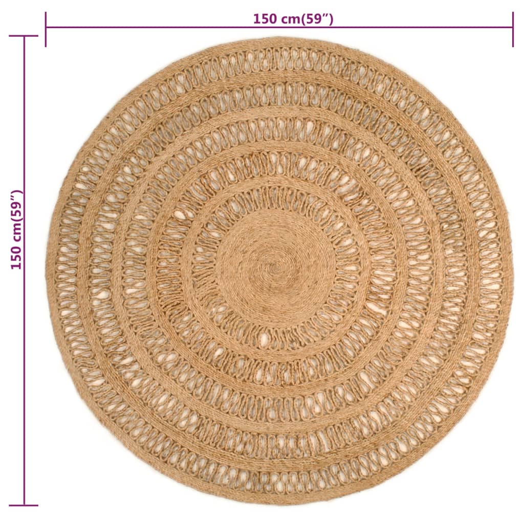 vidaXL kör alakú kézzel font juta szőnyeg 150 cm