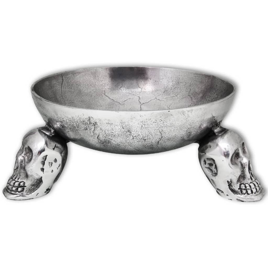 vidaXL gyümölcsös tál koponya alakú lábakkal alumínium ezüst