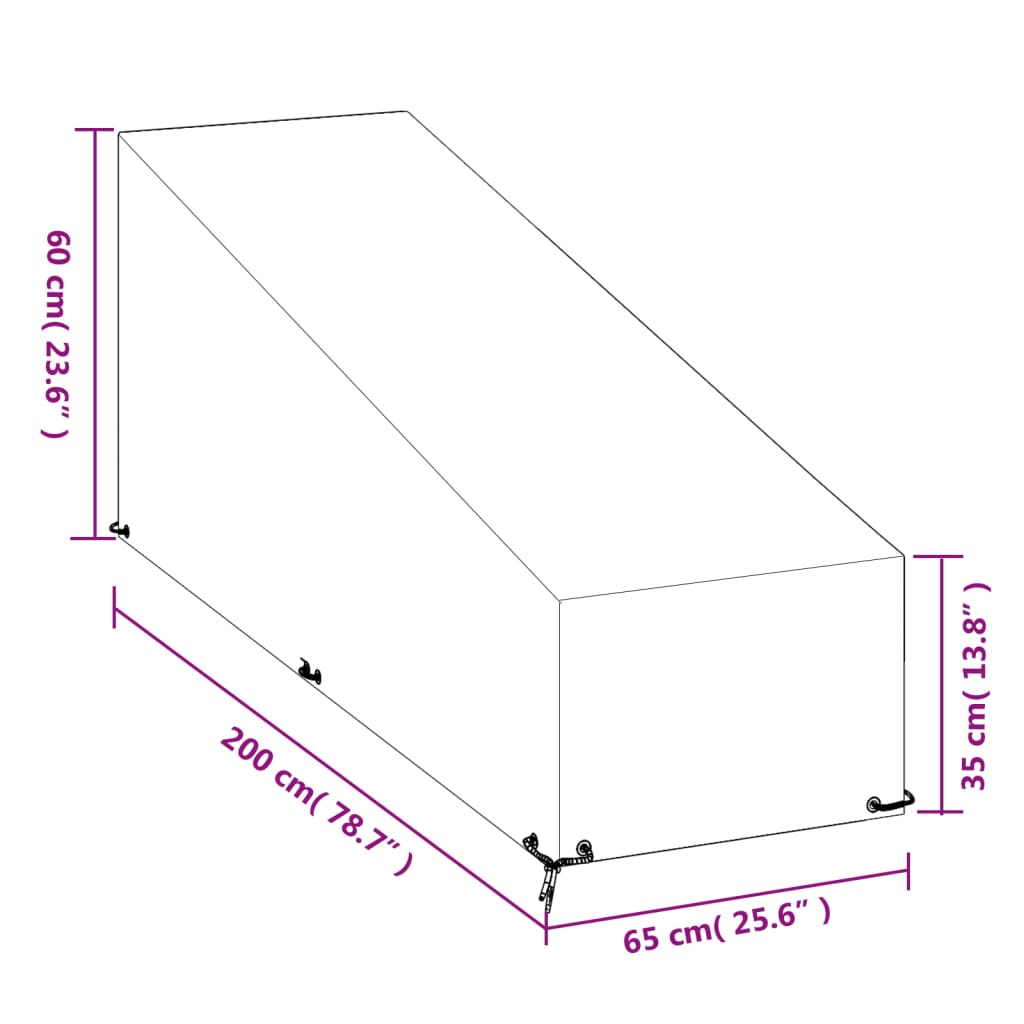 vidaXL 2 db polietilén napozóágyhuzat 12 fűzőlyukkal 200x65x35/60 cm