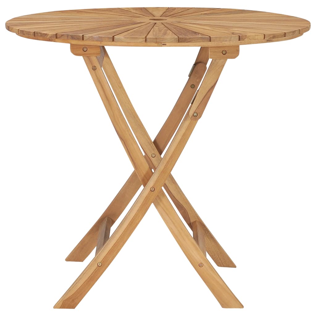 vidaXL összecsukható tömör tíkfa kerti asztal Ø 85 cm