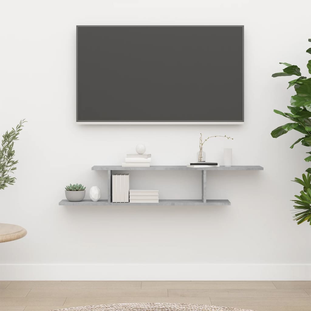 vidaXL betonszürke forgácslap fali TV-polc 125 x 18 x 23 cm