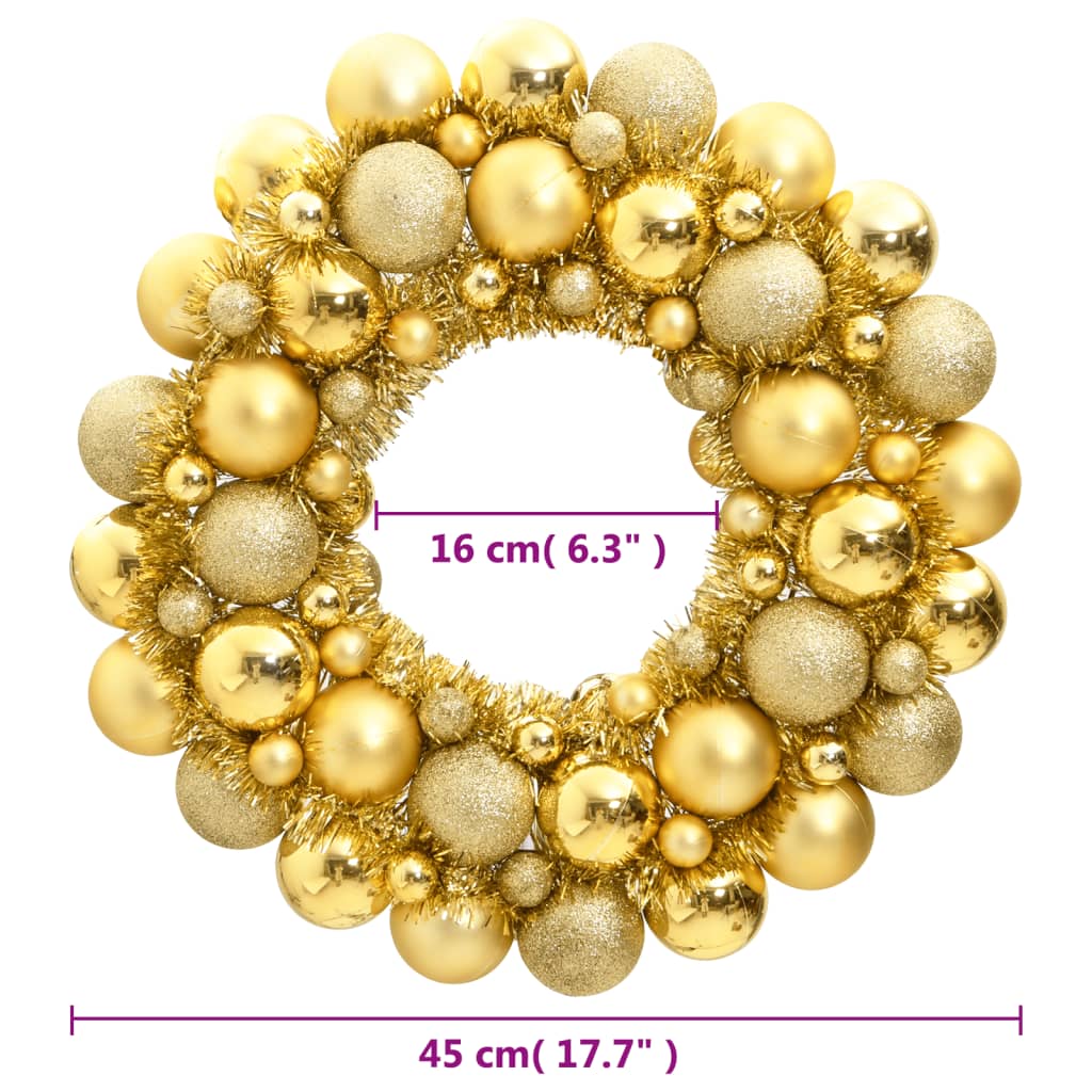 vidaXL aranyszínű polisztirol karácsonyi koszorú 45 cm