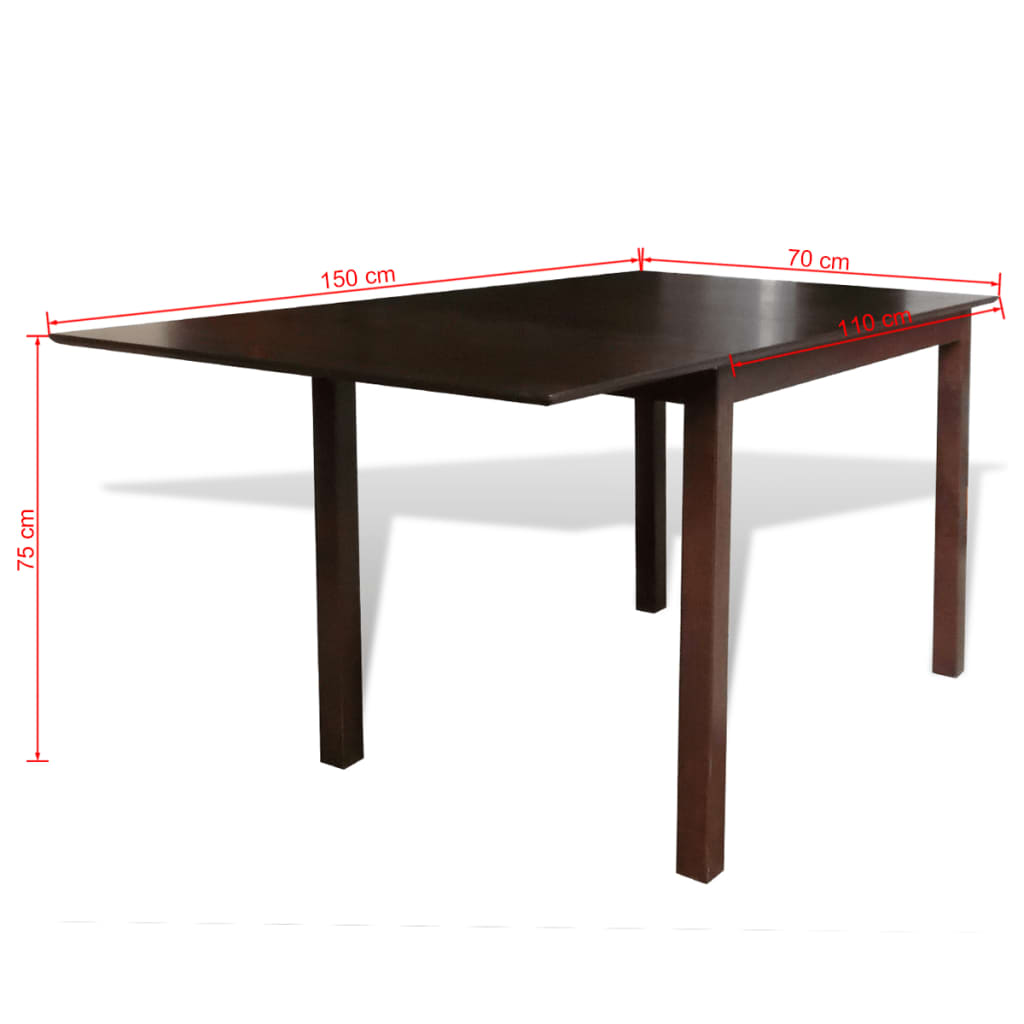 vidaXL barna, bővíthető étkezőasztal gumifából 150 cm