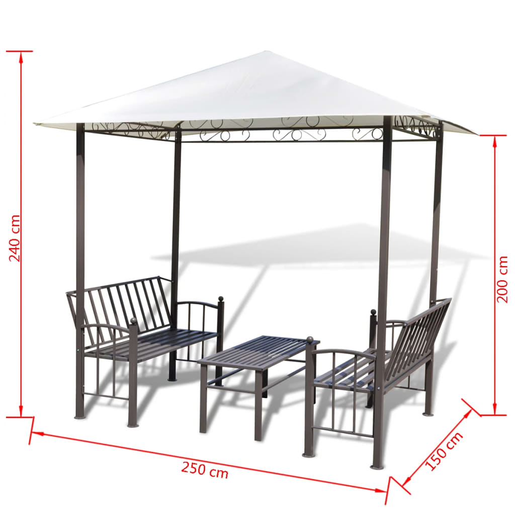 vidaXL kerti pavilon asztallal és paddal 2,5 x 1,5 x 2,4 m