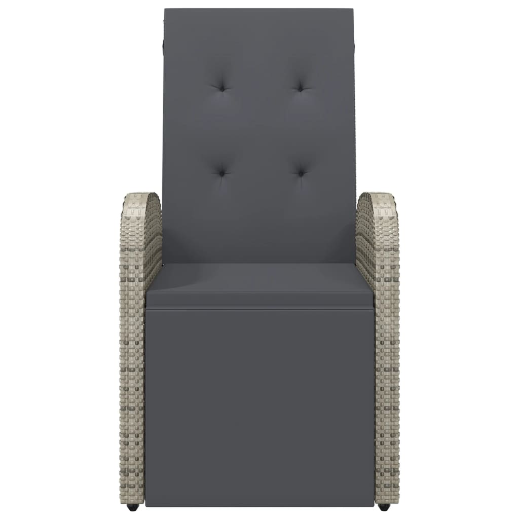 vidaXL szürke dönthető háttámlás polyrattan kerti szék párnával