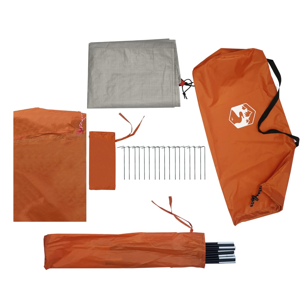 vidaXL 4 személyes szürke és narancssárga vízálló kempingsátor