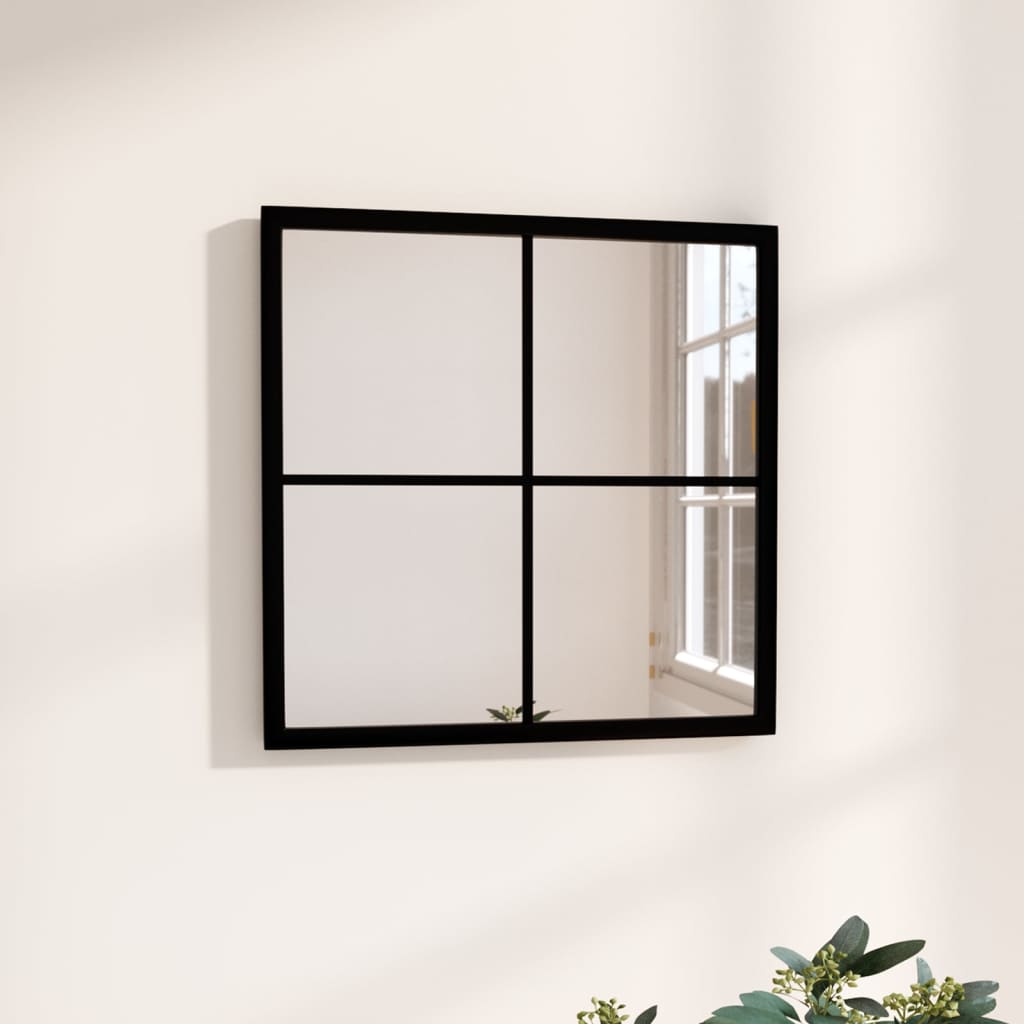 vidaXL fekete fém fali tükör 40 x 40 cm