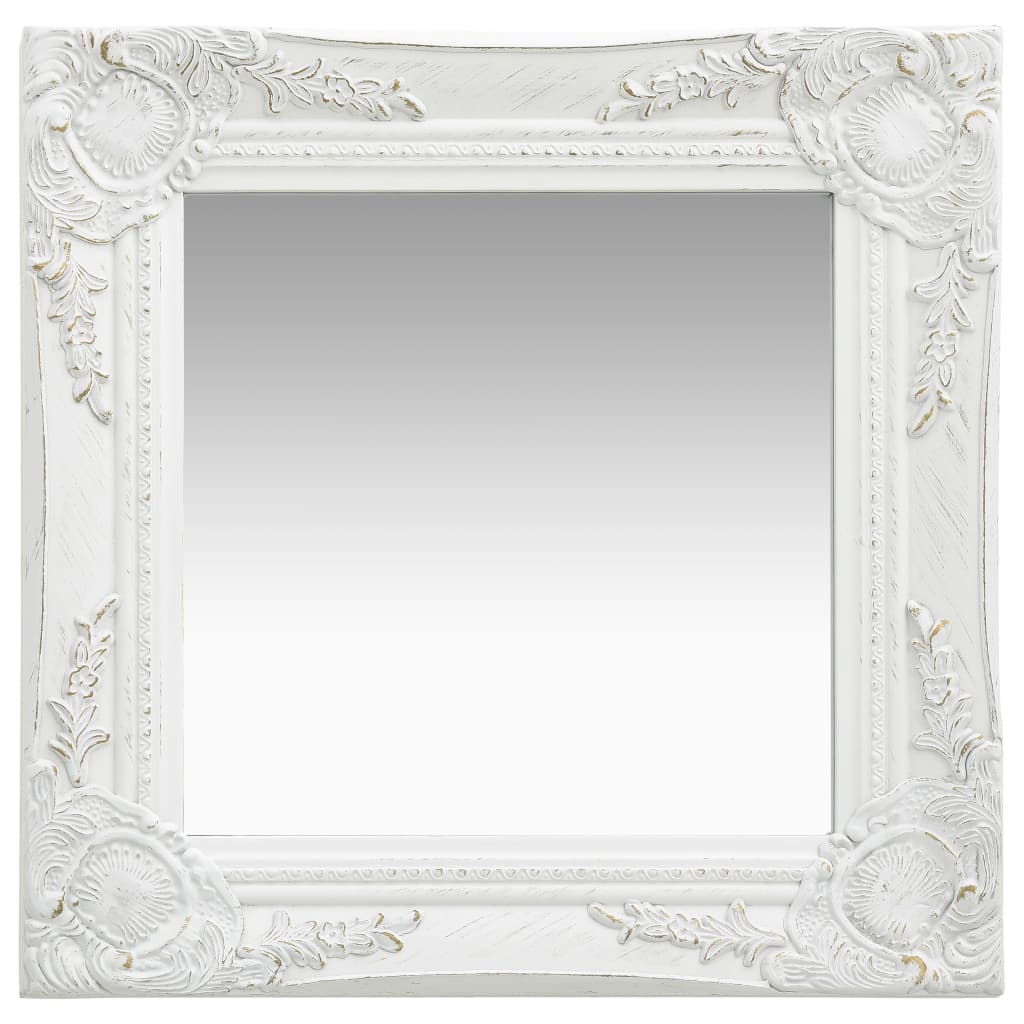 vidaXL fehér barokk stílusú fali tükör 40 x 40 cm